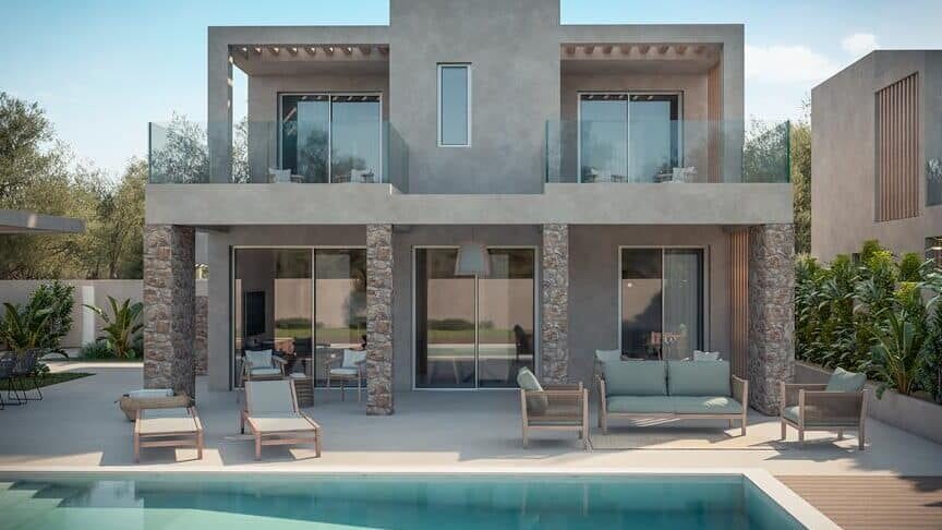 Bekijk meer foto's van Bianca Tierra Villas op Zakynthos Voorbeeld van een luxe 4-kamer villa met privézwembad in het zuiden van Zakynthos